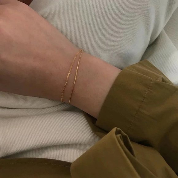 NEW Gold Semi Circular Multi Layer Chain Bracelet - Picture 5 of 8